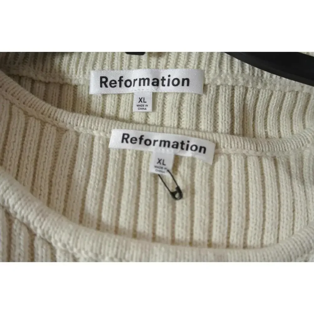 NEW, Reformation Kate Cotton Knit Two Piece in Gossamer Size XL #MD1087 - Picture 5 of 11